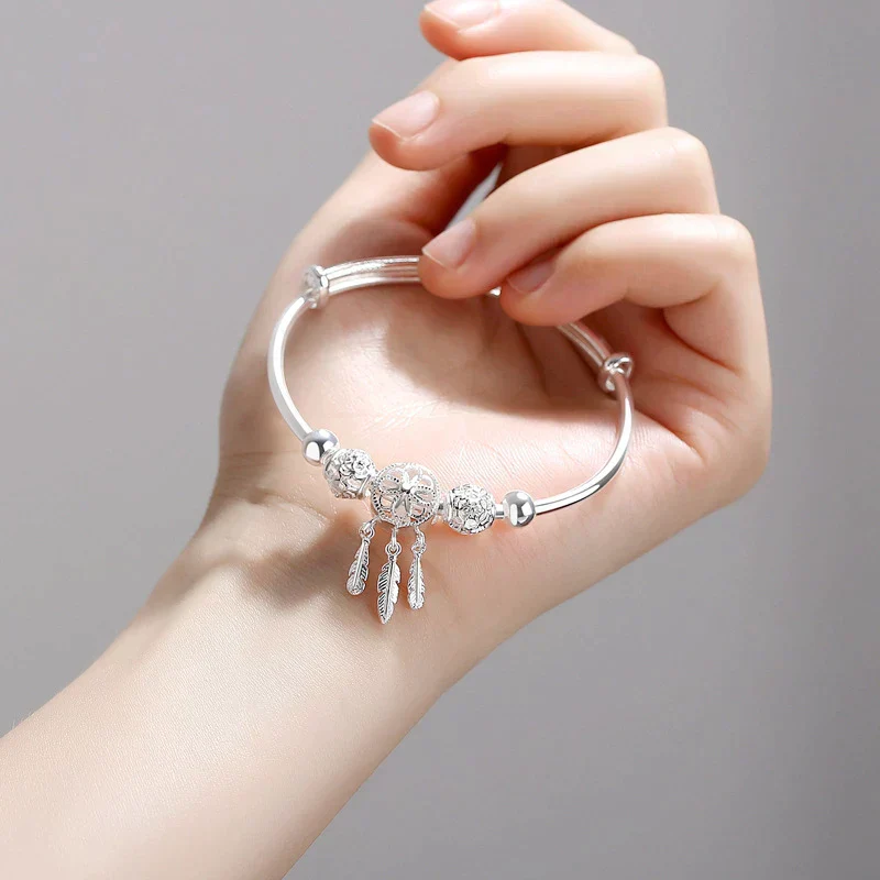 Verstellbares Armband mit dreifachen Blattanhängern aus 925er Sterlingsilber - Image 2