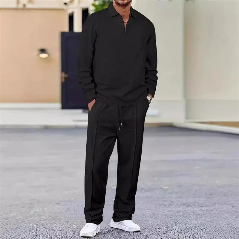 Vexar - Loungewear-Set aus Soft-Touch-Waffelstrick mit Quarter-Zip - Image 11