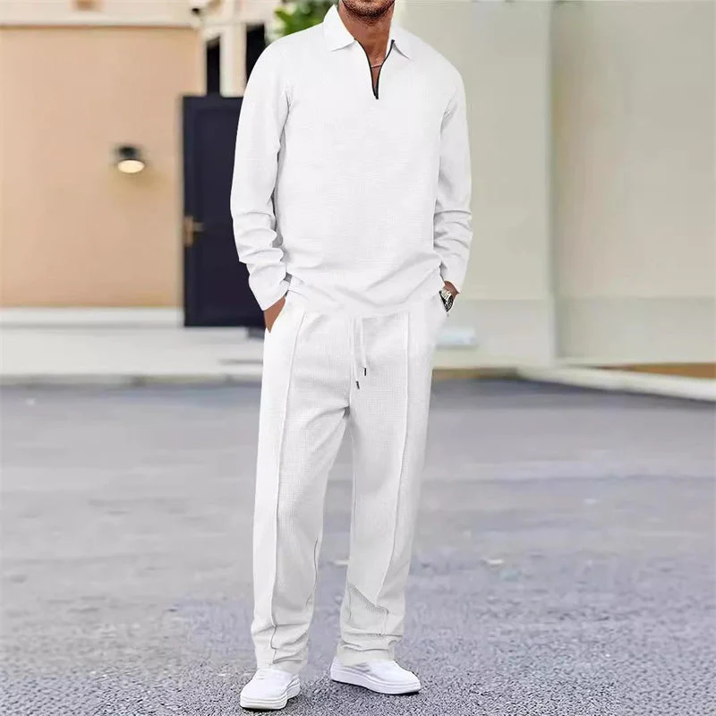 Vexar - Loungewear-Set aus Soft-Touch-Waffelstrick mit Quarter-Zip - Image 9