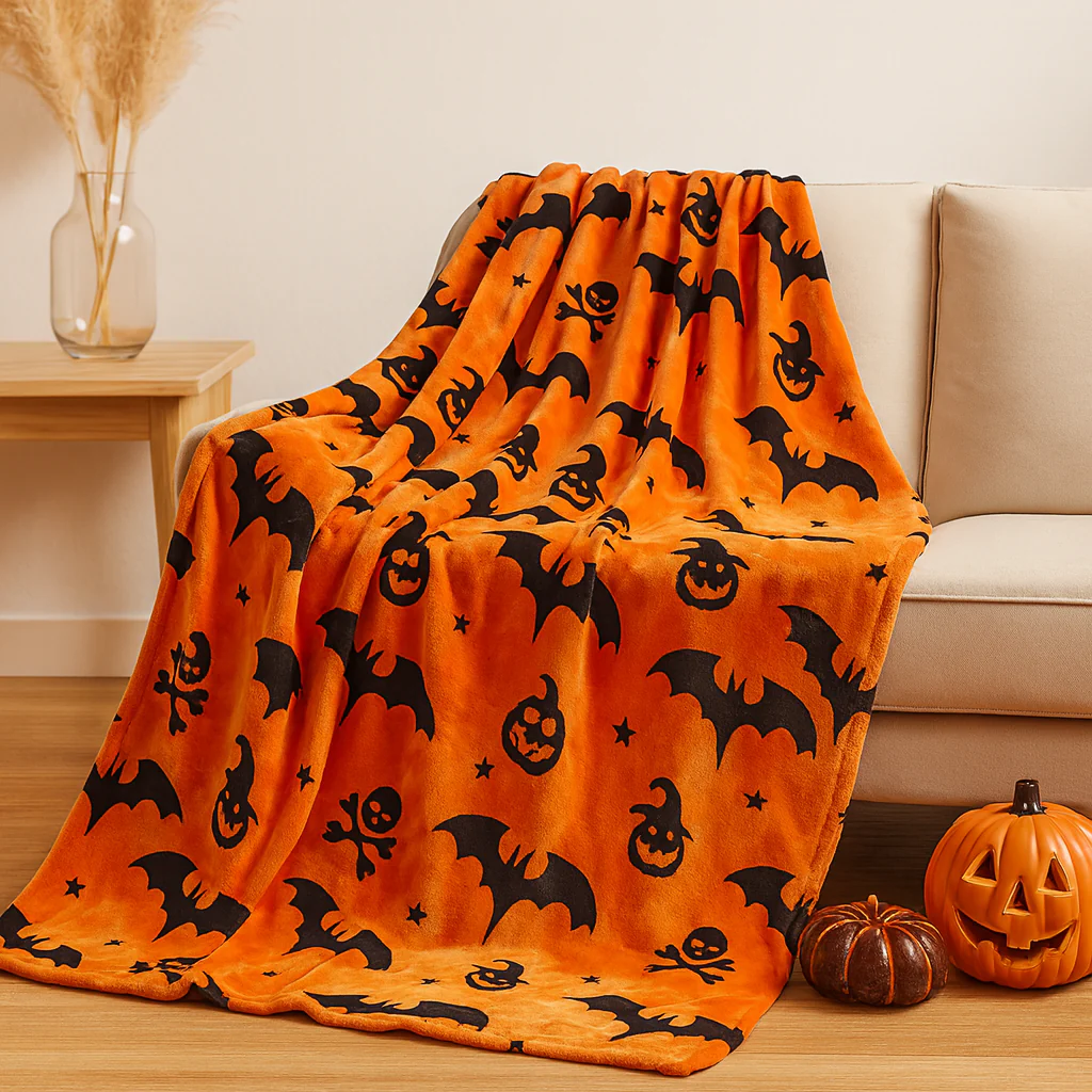 Veyra | Halloween-Flanelldecke mit Kürbis-Print - Image 2