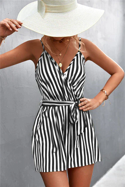 VIA - Gestreifter Jumpsuit mit V-Ausschnitt - Image 2