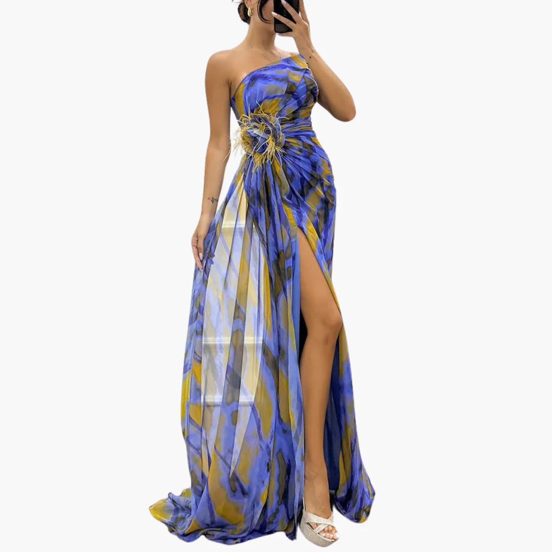 Vibrantes Maxi-Kleid für Frauen - Farbenfrohes Design - Image 2