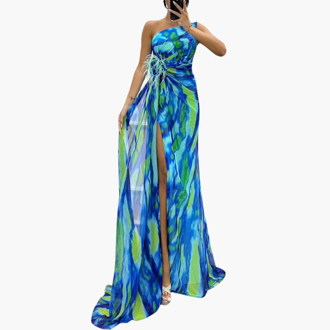 Vibrantes Maxi-Kleid für Frauen - Farbenfrohes Design - Image 3