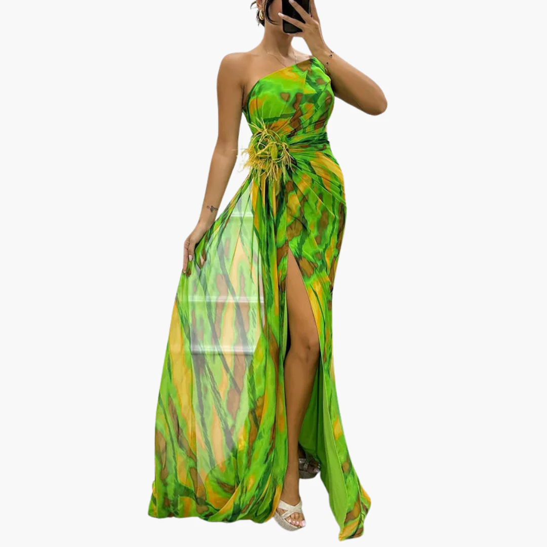 Vibrantes Maxi-Kleid für Frauen - Farbenfrohes Design - Image 4