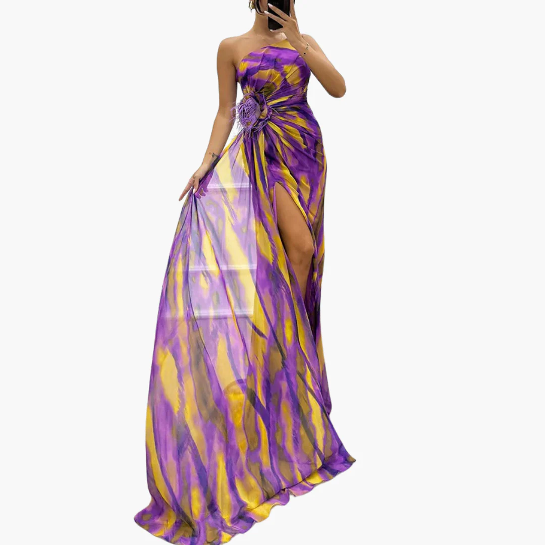 Vibrantes Maxi-Kleid für Frauen - Farbenfrohes Design - Image 5