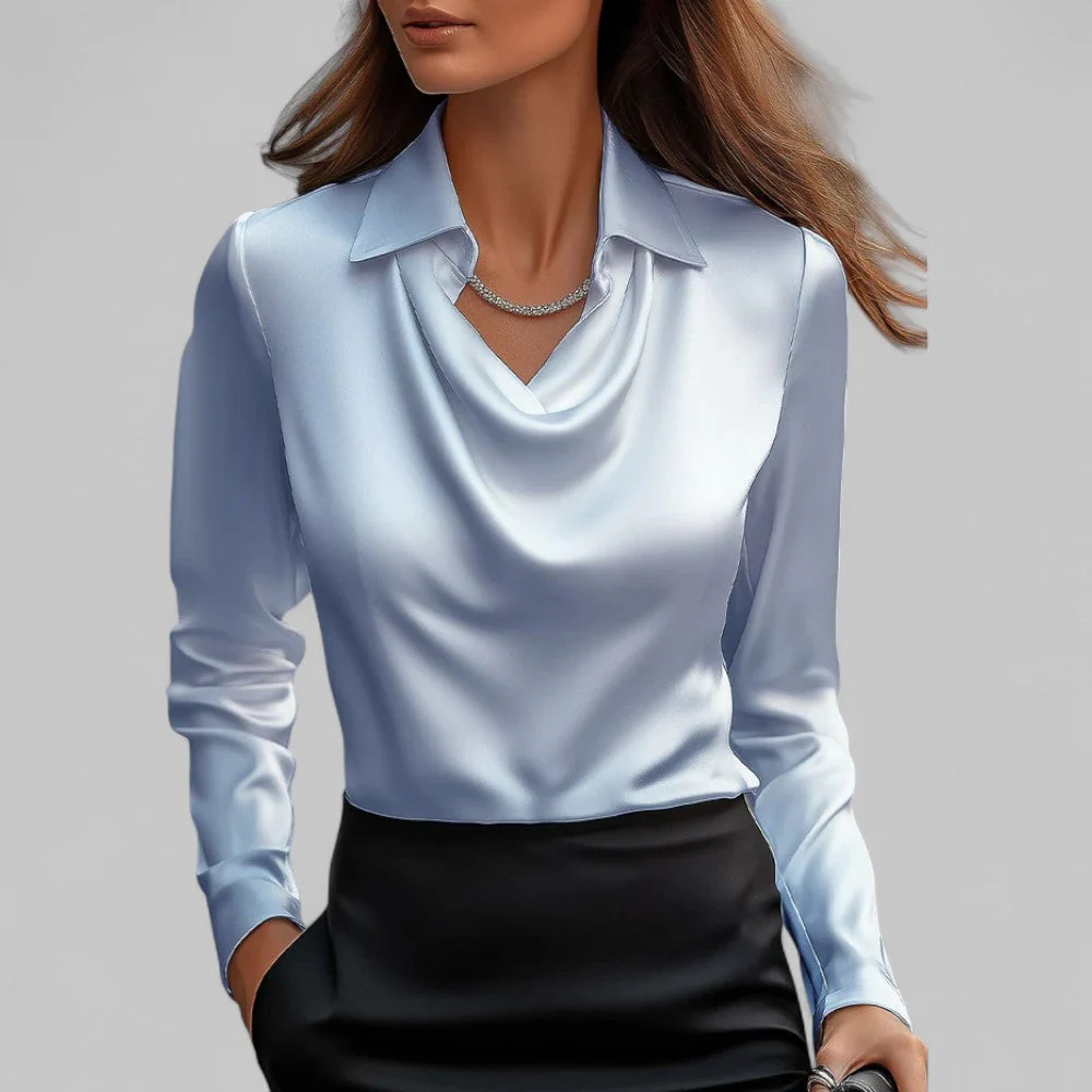 Victoria – Elegante Damen Bluse mit Wasserfallkragen - Image 5