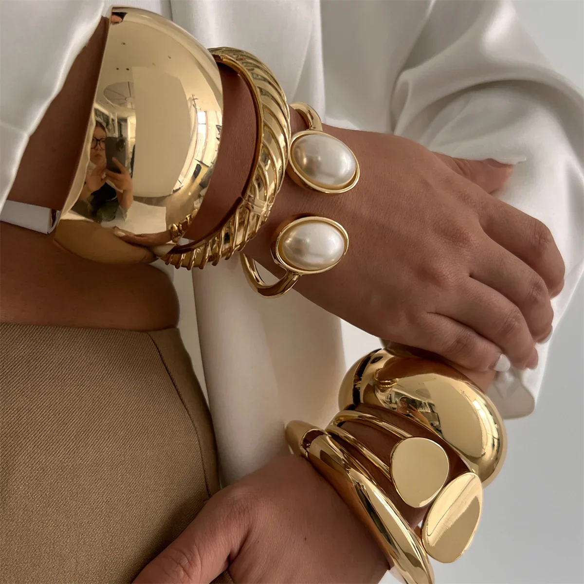 Vintage Chunky Damen Armreif Gold Modeschmuck - Image 5