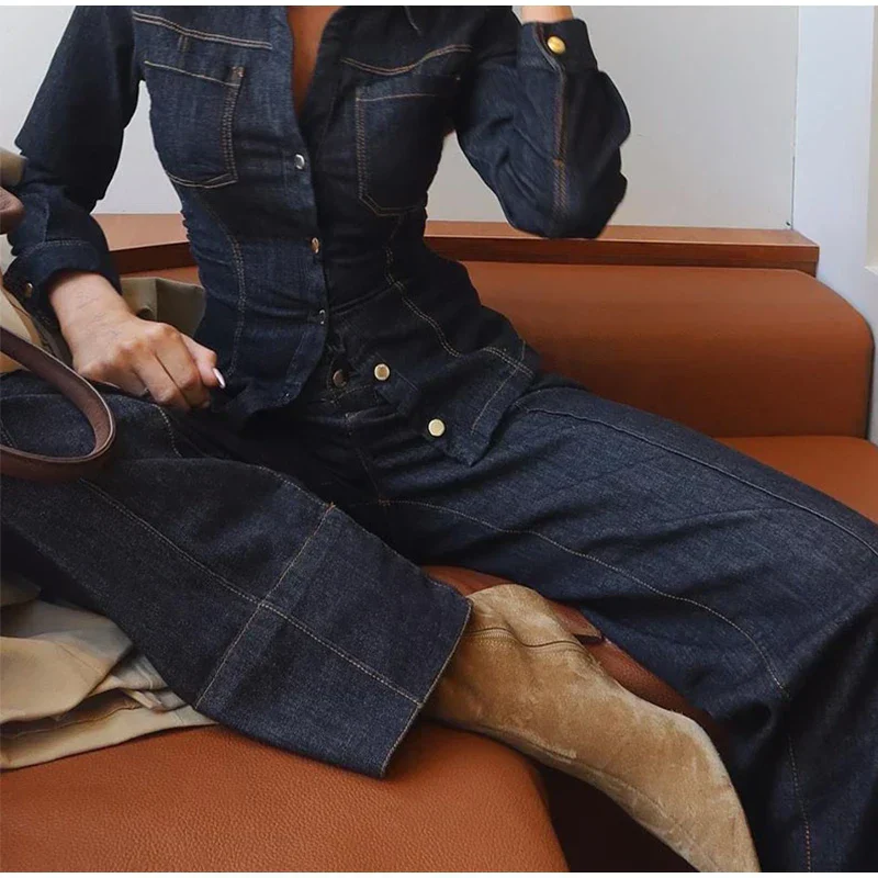 Vintage Damen Jeans-Anzug mit weitem Bein - Image 3