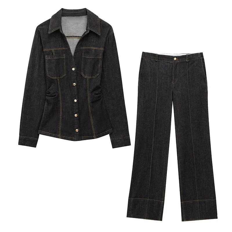 Vintage Damen Jeans-Anzug mit weitem Bein - Image 8