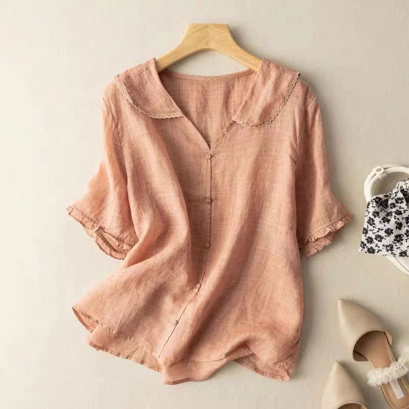Vintage Damenbluse mit Knopfdetail – Elegante und Luftige Bluse für Vielseitige Looks - Image 2