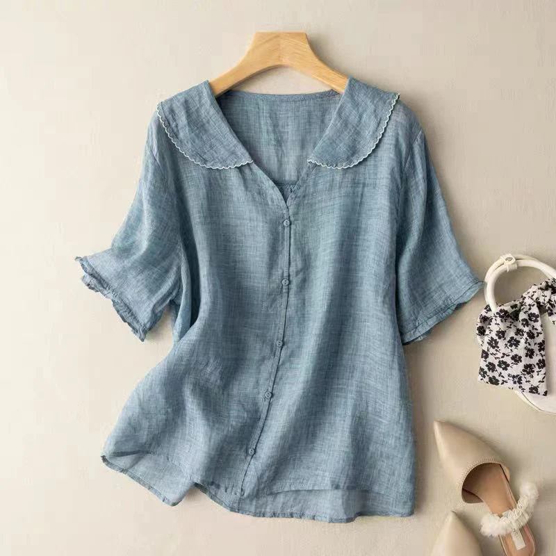 Vintage Damenbluse mit Knopfdetail – Elegante und Luftige Bluse für Vielseitige Looks - Image 3