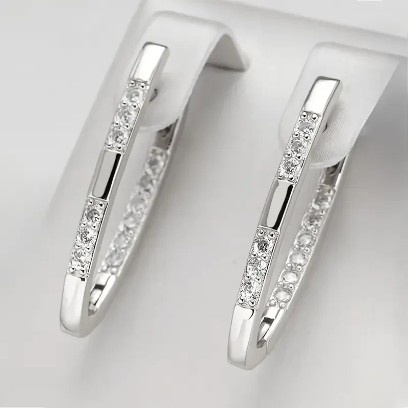 Vintage Elegante Glänzende Silber Ohrringe