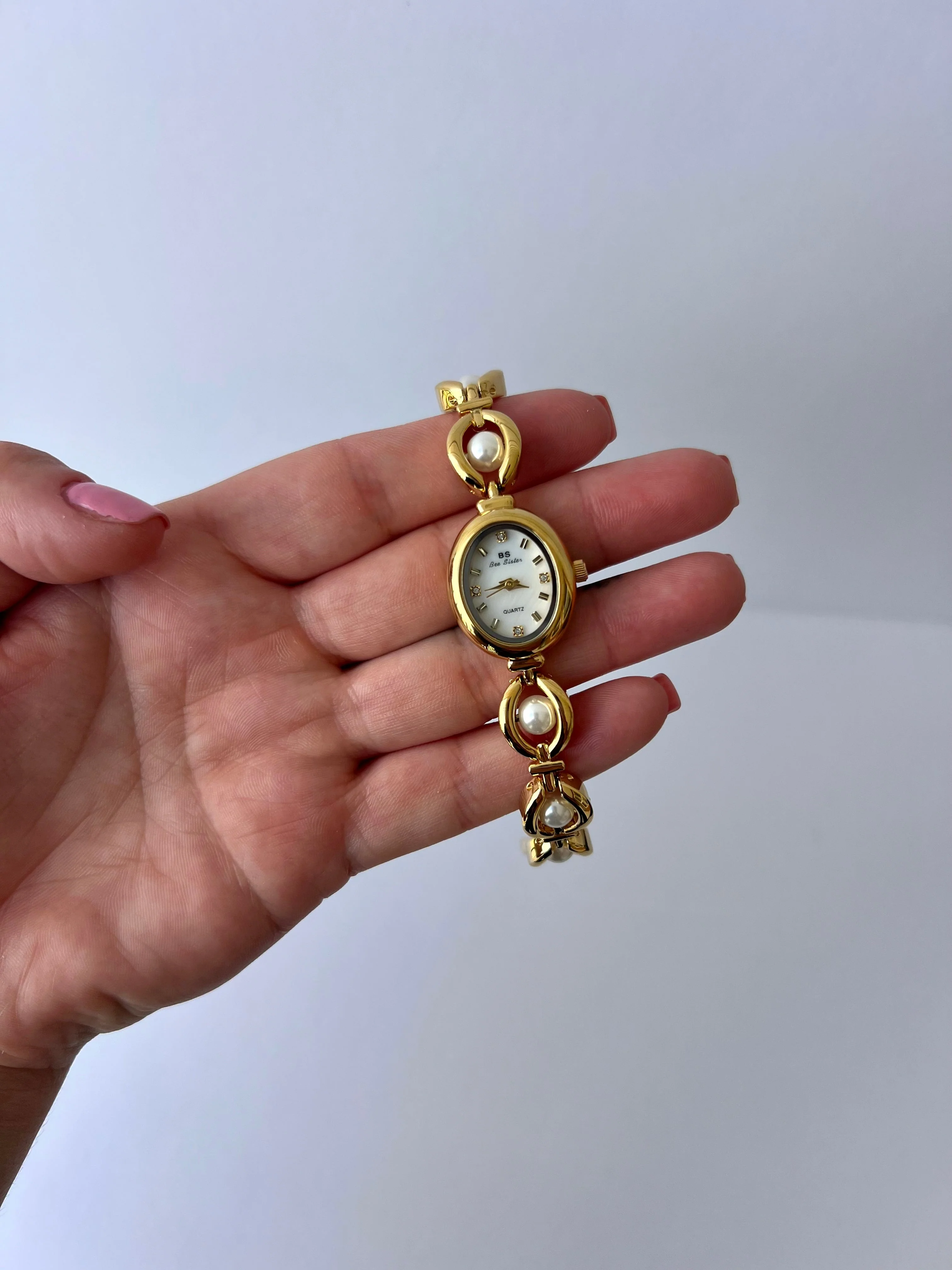 Vintage Gold Damen Armbanduhr Perlmutt - Image 3