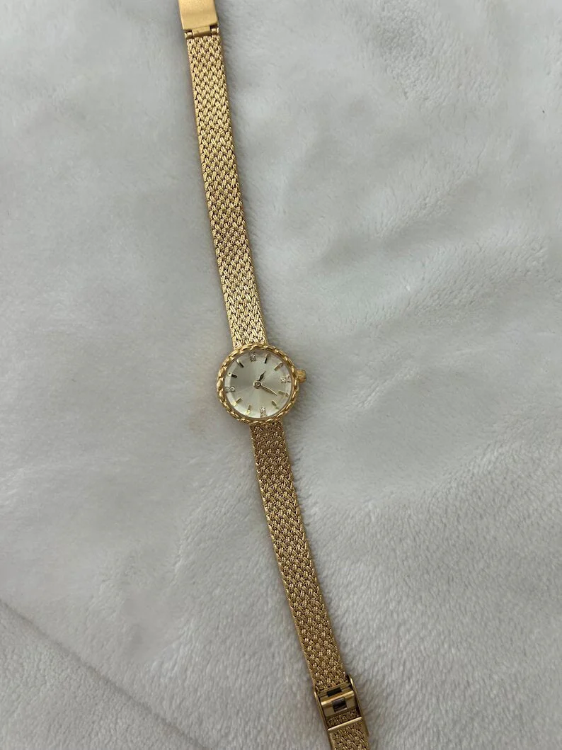 Vintage Messing Gold Damen Armbanduhr - Image 3
