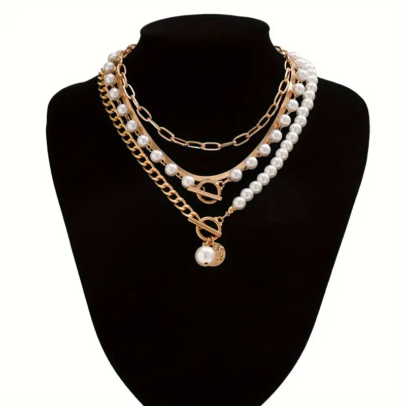 Vintage Perlen- und Goldschlangenkette Set | Goldfarbe - Image 5
