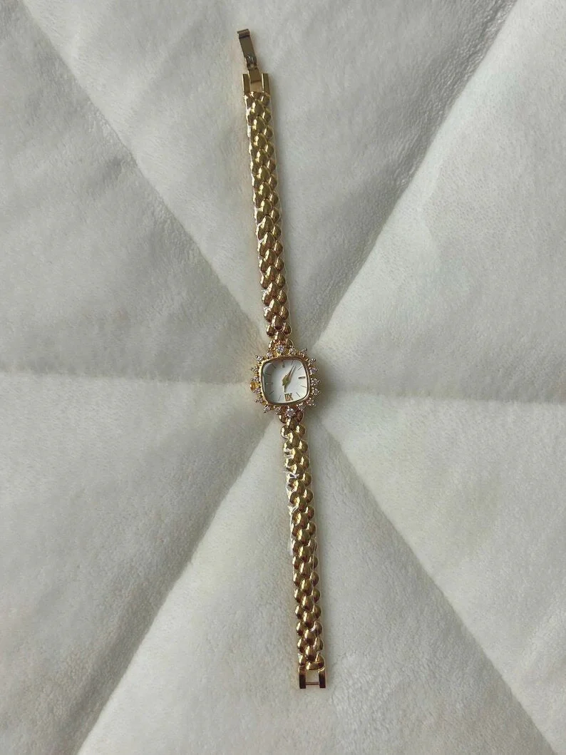 Vintage Quadratische Messing Damen Armbanduhr - Image 2