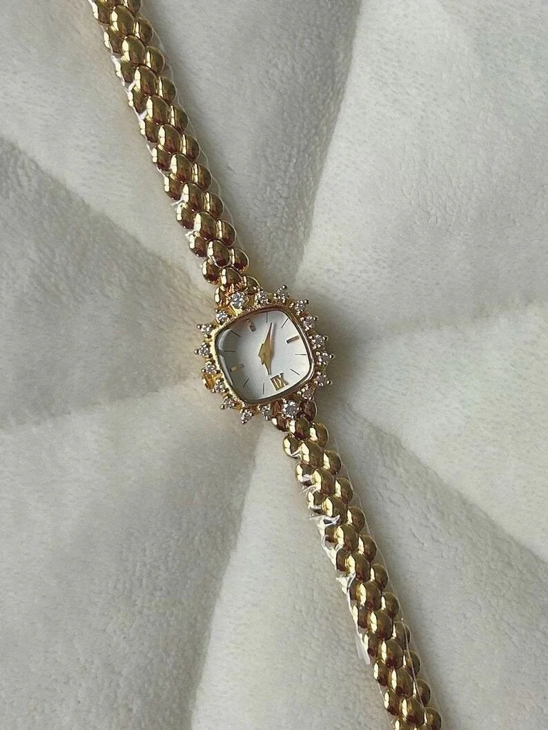 Vintage Quadratische Messing Damen Armbanduhr - Image 3