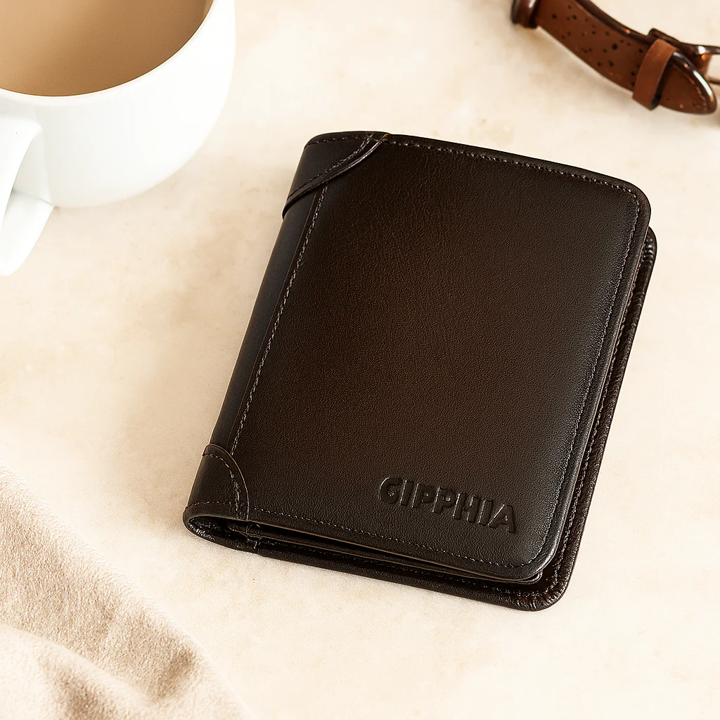 Vintage RFID Ledergeldbörse – Kurzes Bifold mit Ausweis- und Kartenhalter - Image 2