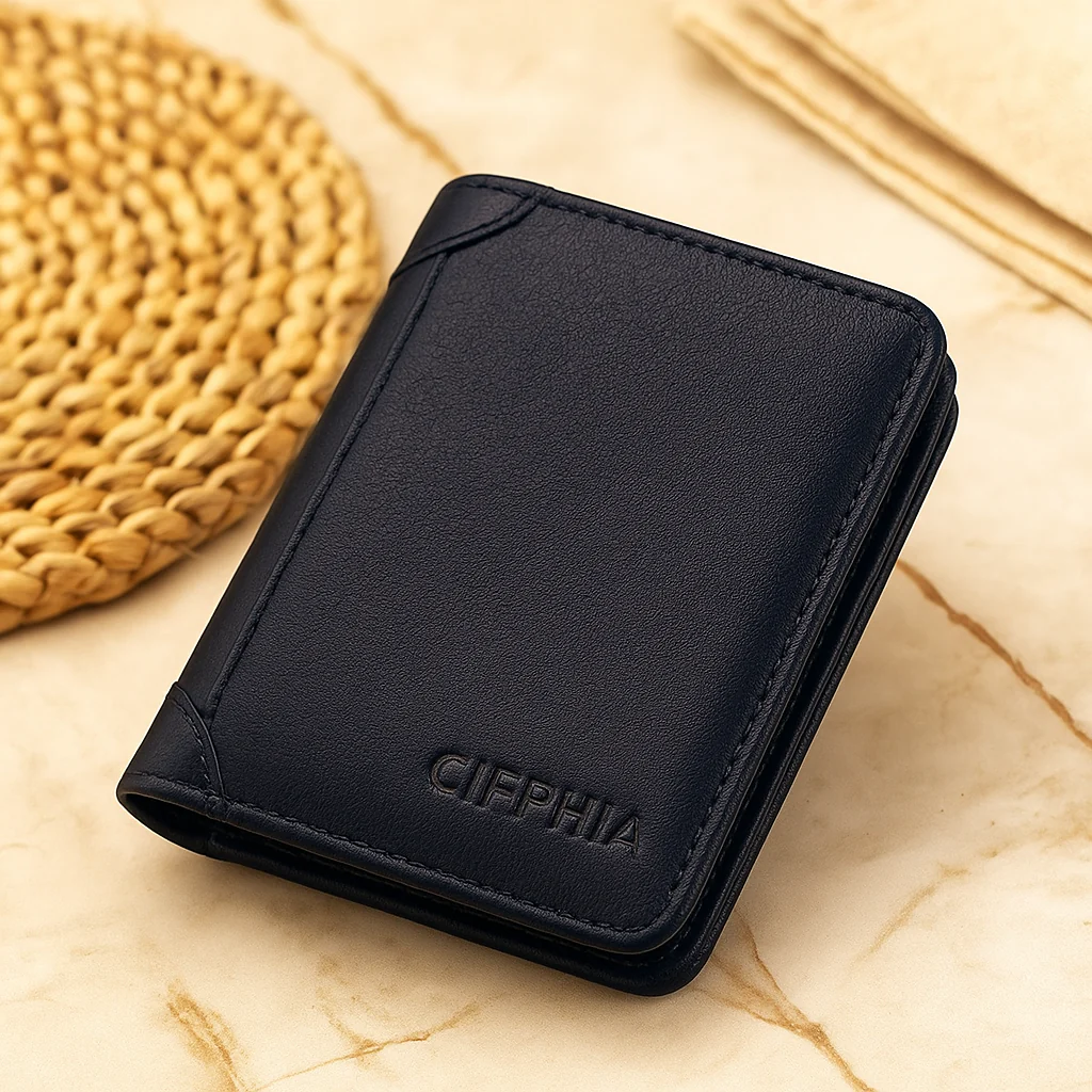 Vintage RFID Ledergeldbörse – Kurzes Bifold mit Ausweis- und Kartenhalter - Image 3