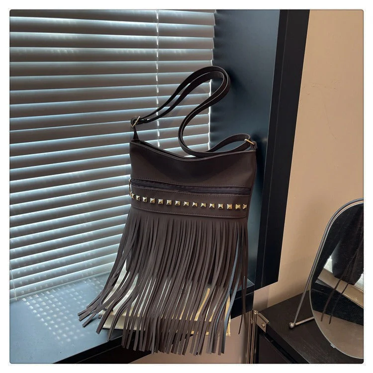 Vintage-Schultertasche mit Fransen für Damen im Retro-Boho-Stil - Image 2