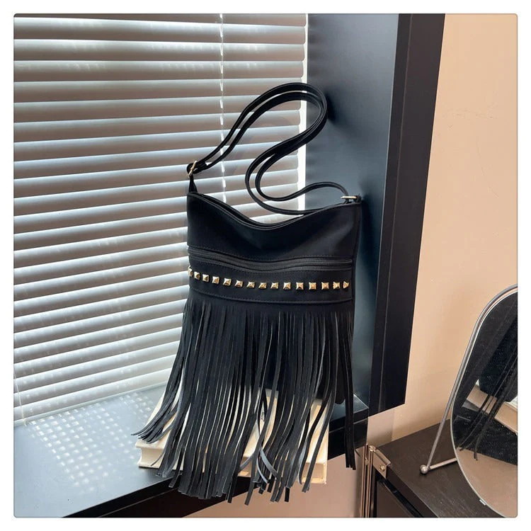 Vintage-Schultertasche mit Fransen für Damen im Retro-Boho-Stil - Image 5