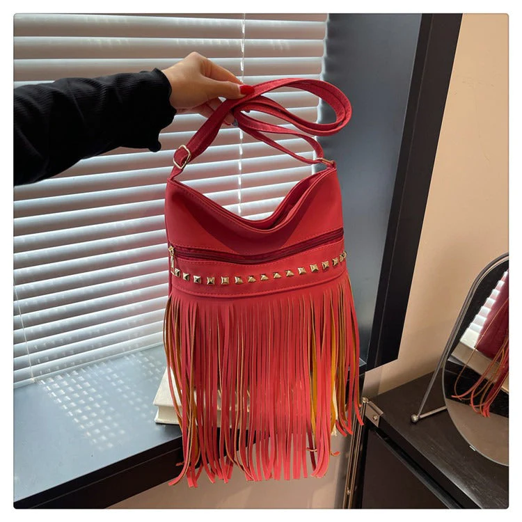 Vintage-Schultertasche mit Fransen für Damen im Retro-Boho-Stil - Image 6