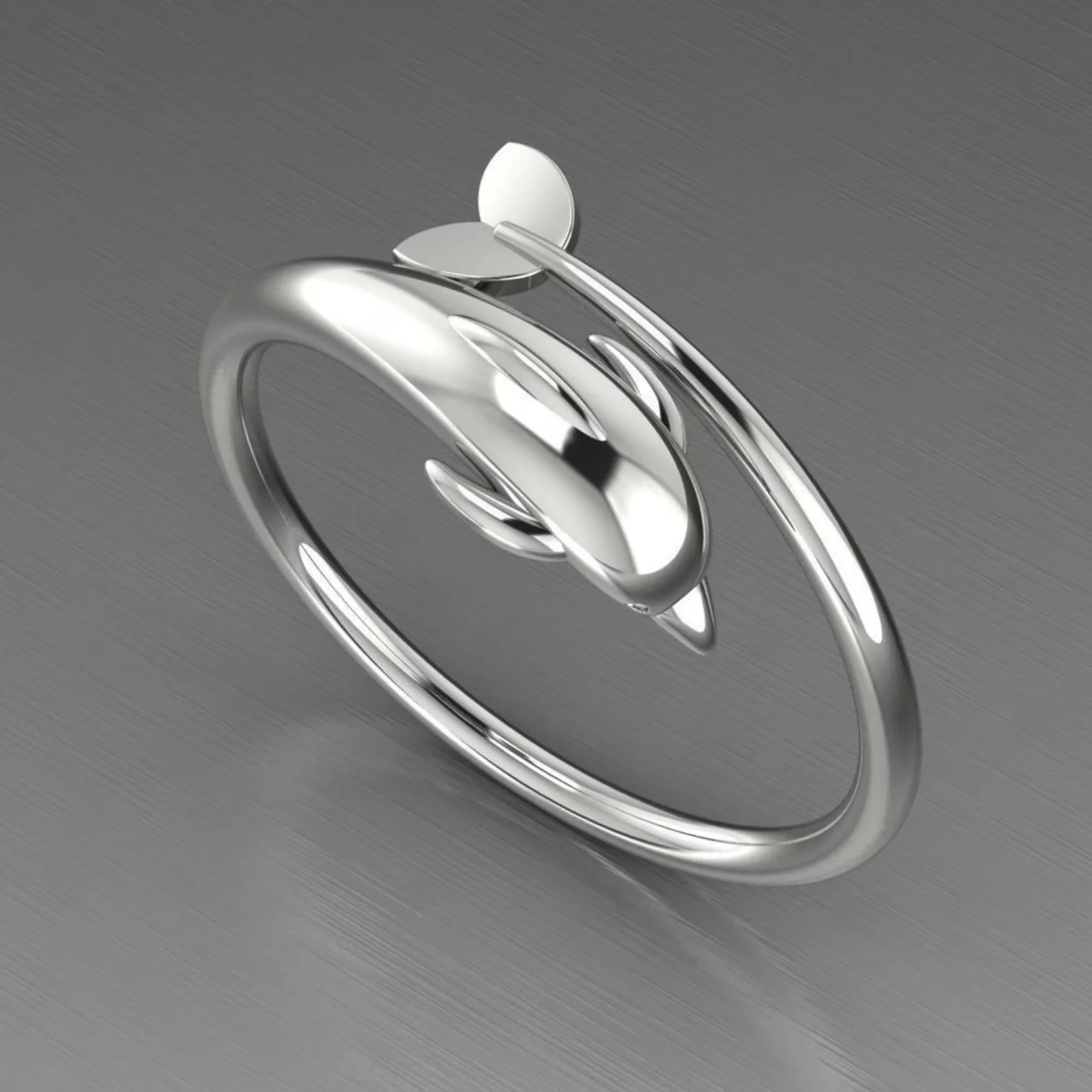 Vintage Silber Delphin Ring