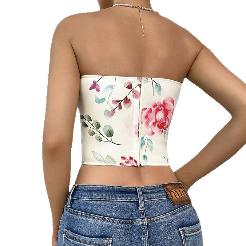 Viola- Damen Korsett Oberteil mit floralem Motiv - Image 4