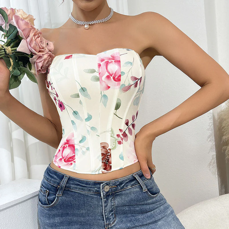 Viola- Damen Korsett Oberteil mit floralem Motiv - Image 5