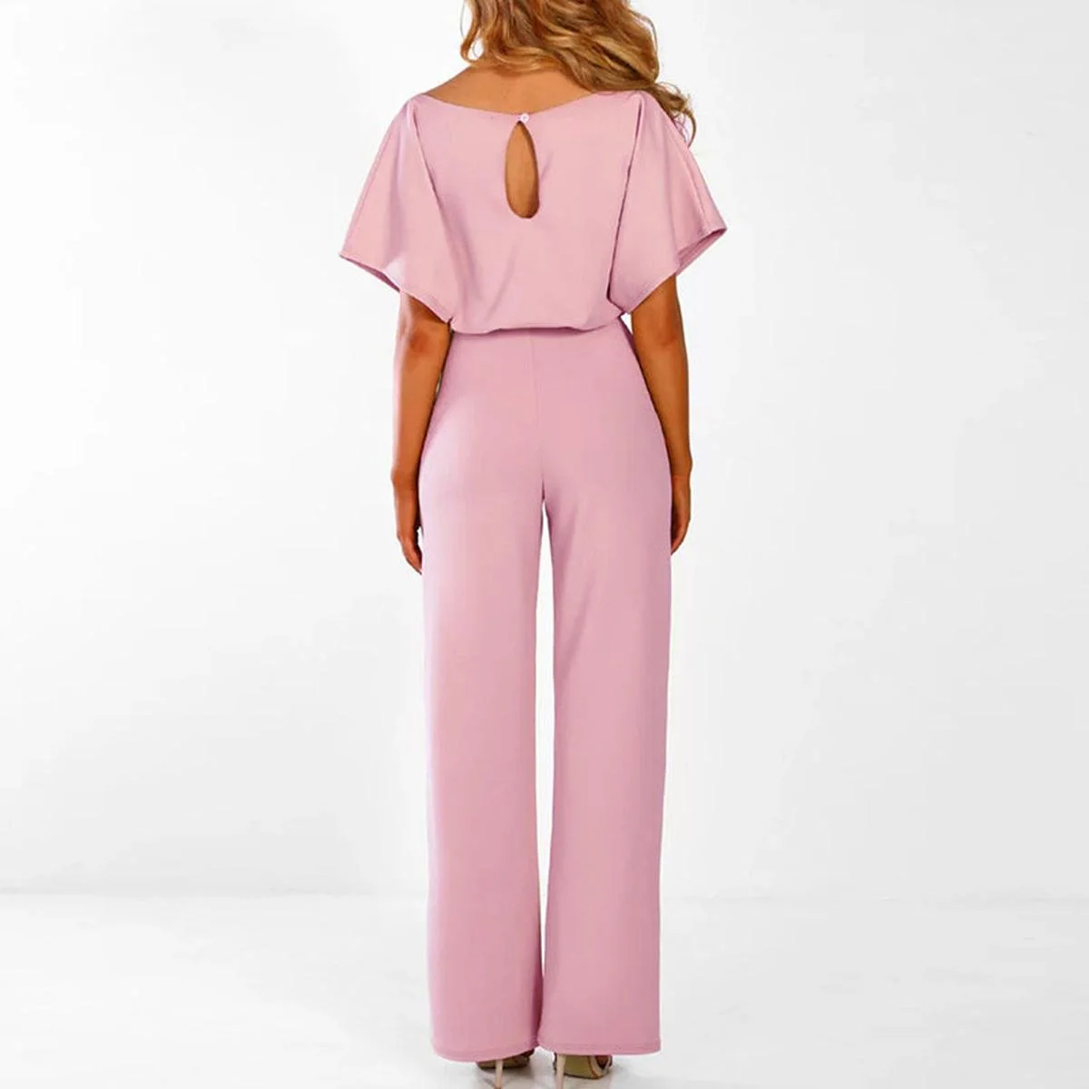Viola Damen Lässiger Kurzarm-Jumpsuit mit Gürtel - Image 2