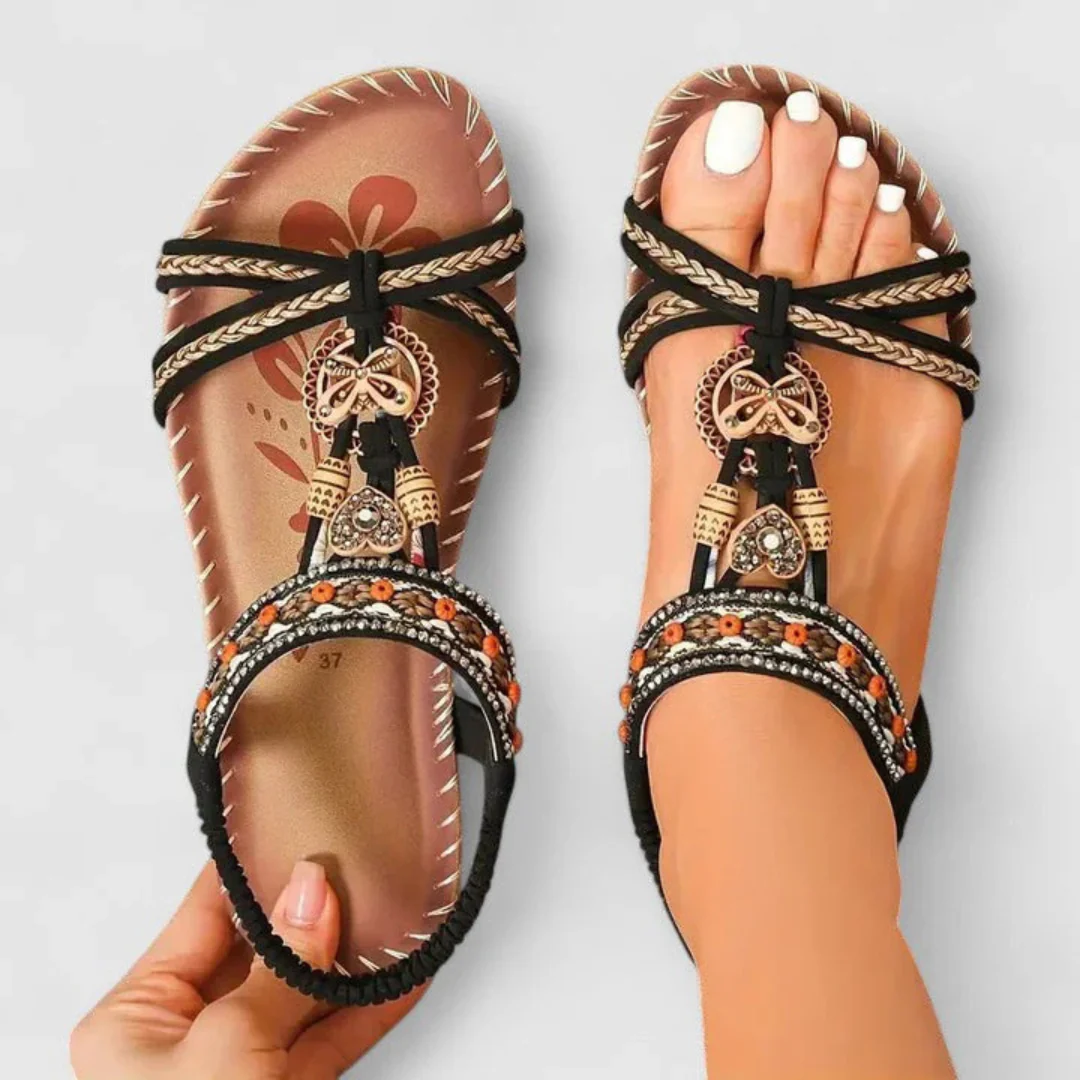 Viola | Damen Riemchen Flache Offene Zehen Sandalen - Image 3