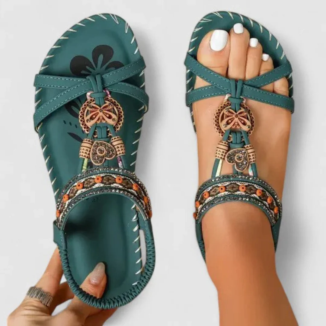 Viola | Damen Riemchen Flache Offene Zehen Sandalen - Image 5