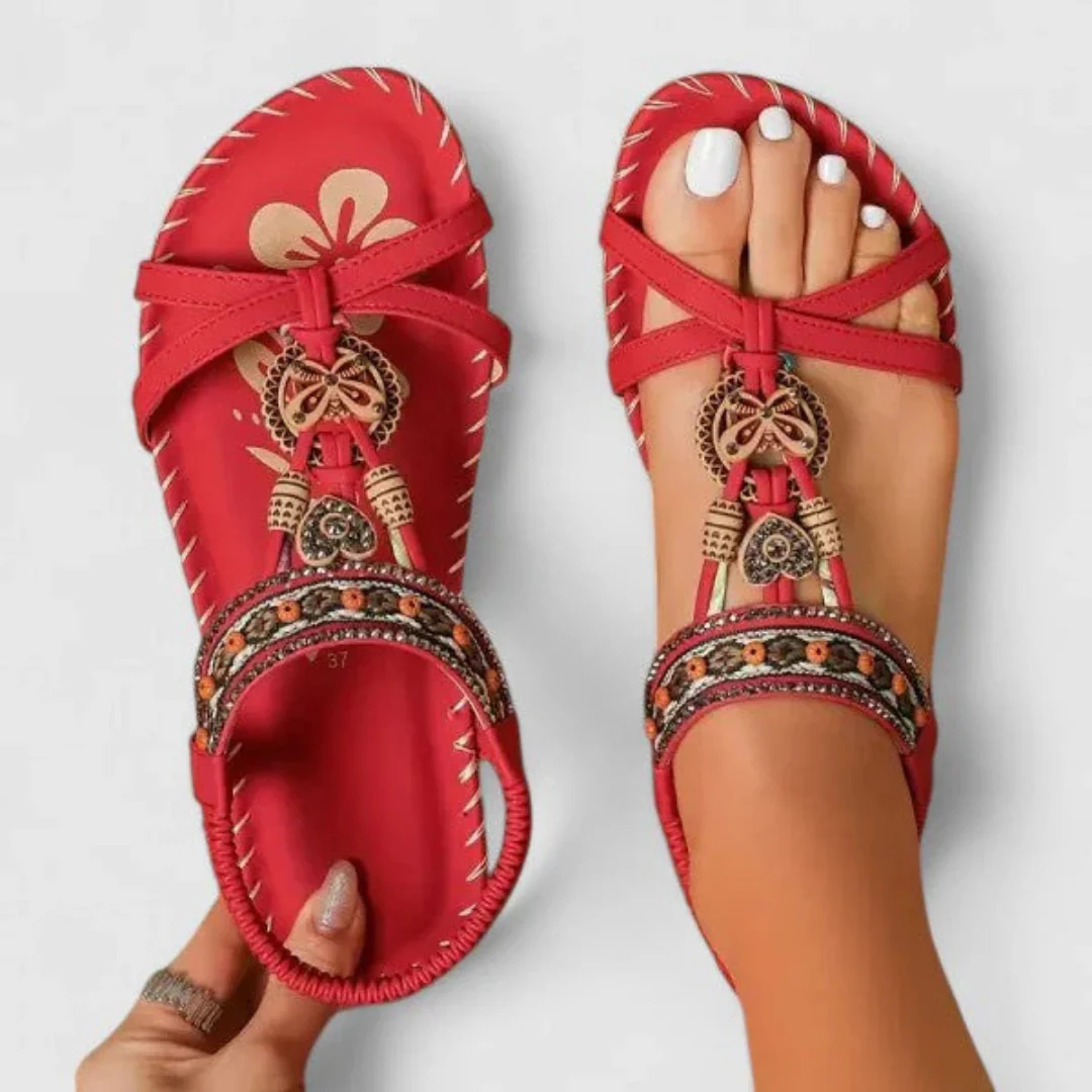 Viola | Damen Riemchen Flache Offene Zehen Sandalen - Image 7
