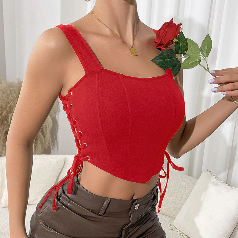 Virginia- Damen Korsett Crop Top mit seitlichem Schnürdetails - Image 4