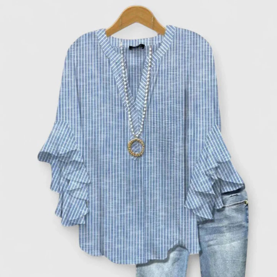 Viviane | Damen Blumen Rüschenärmel Casual Top - Image 3