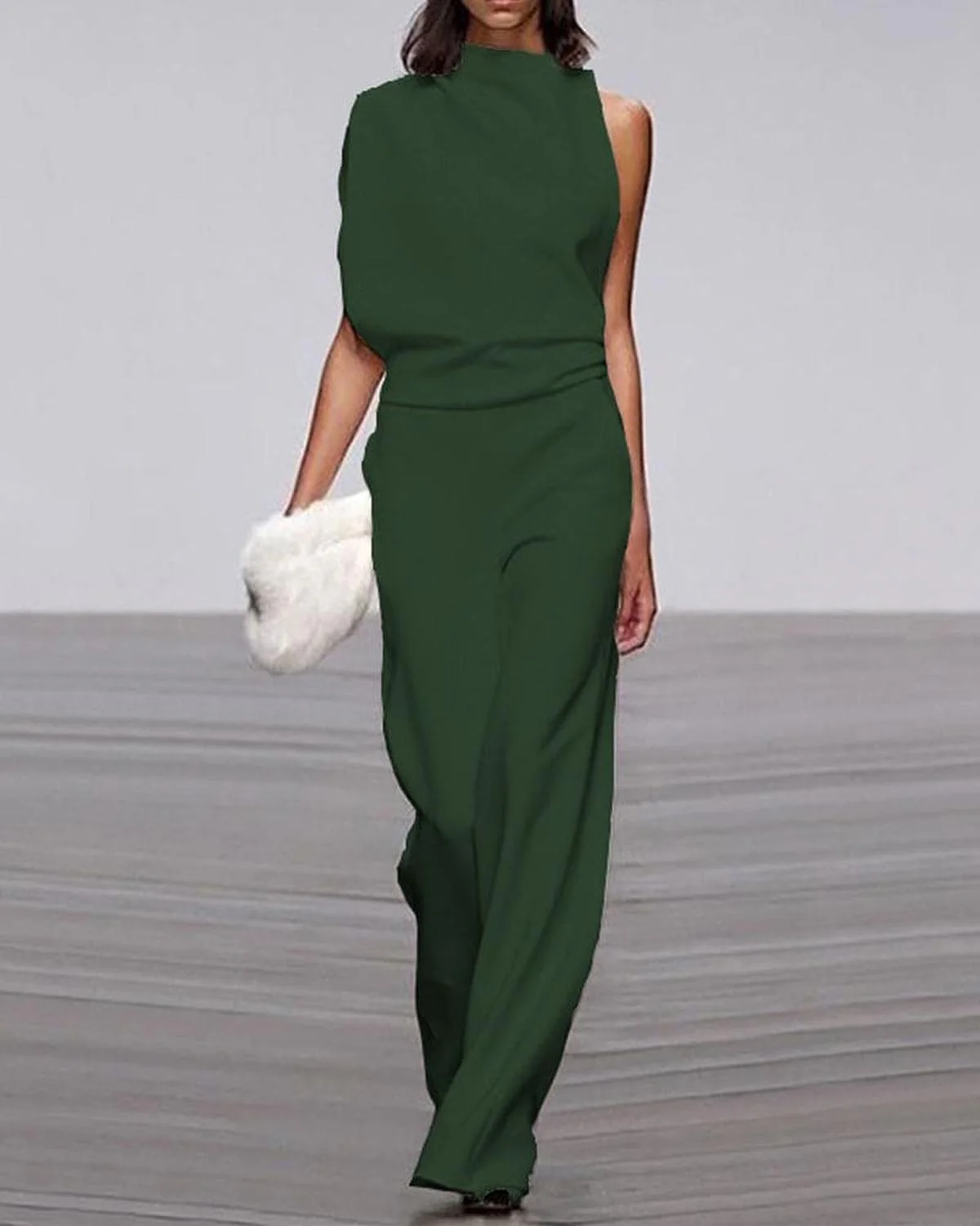 Viviane Damen Ein-Schulter Jumpsuit mit Weitem Bein - Image 2