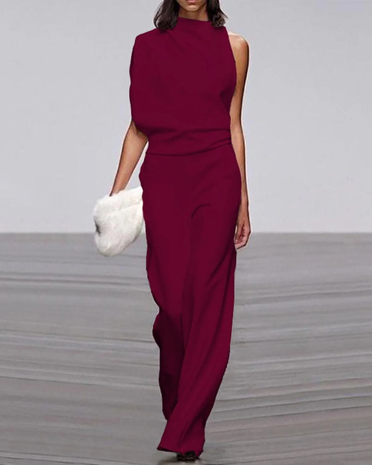 Viviane Damen Ein-Schulter Jumpsuit mit Weitem Bein - Image 5
