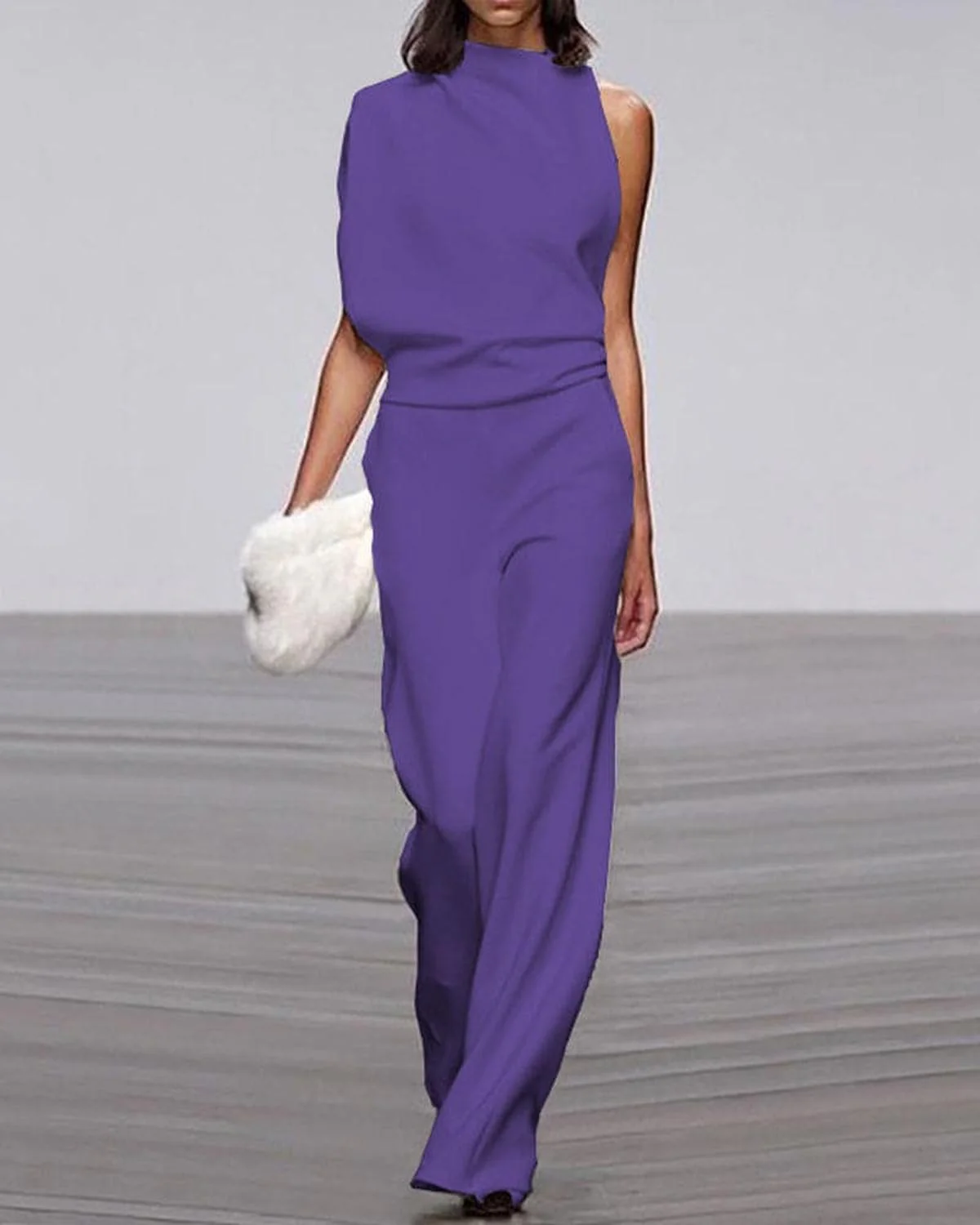 Viviane Damen Ein-Schulter Jumpsuit mit Weitem Bein - Image 6