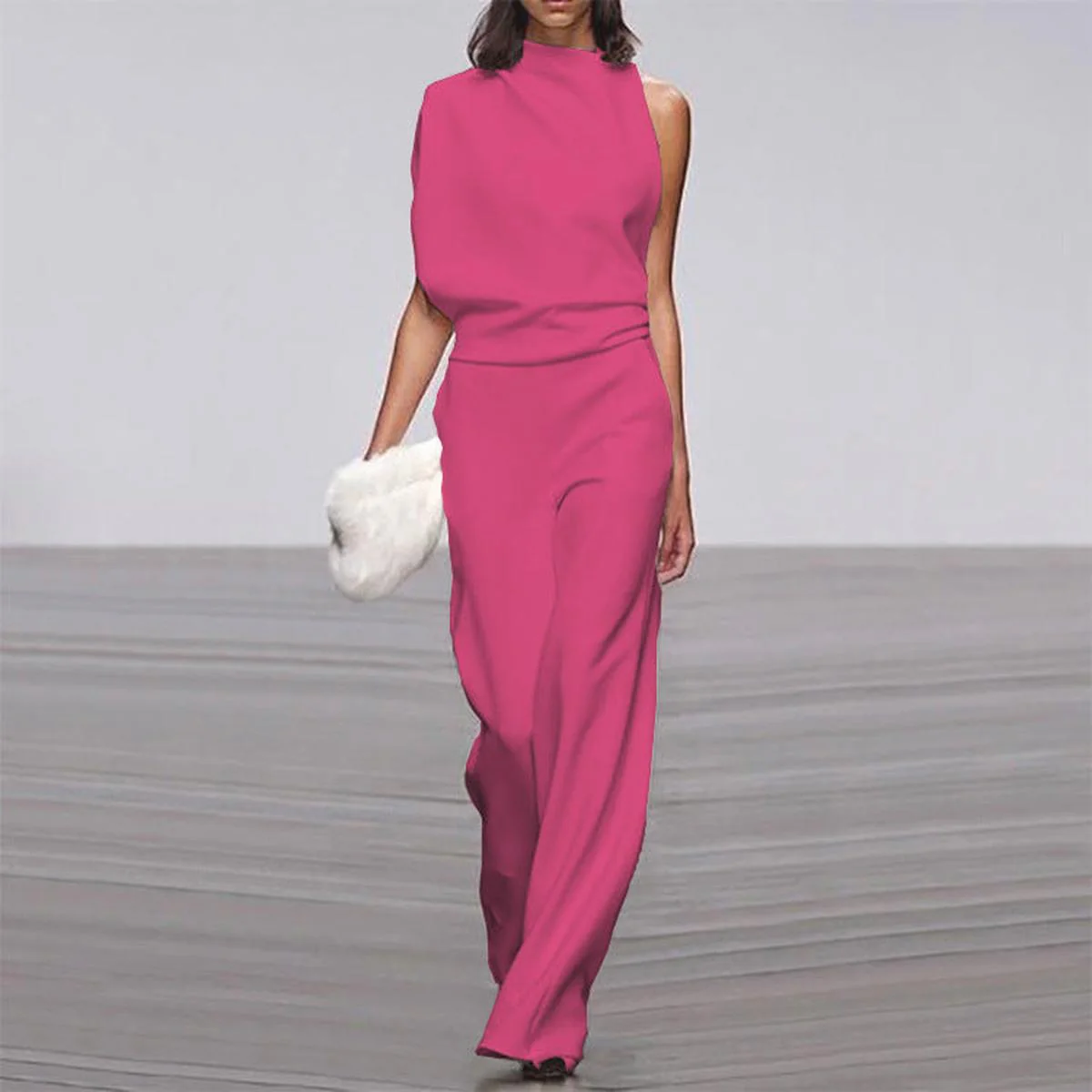Viviane Damen Ein-Schulter Jumpsuit mit Weitem Bein - Image 8