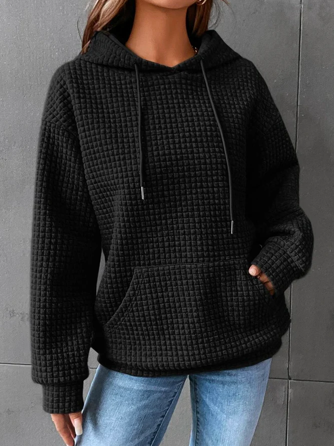 Waffel-Kapuzenpullover mit Kordelzug für Damen - Image 2