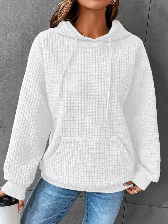 Waffel-Kapuzenpullover mit Kordelzug für Damen - Image 3
