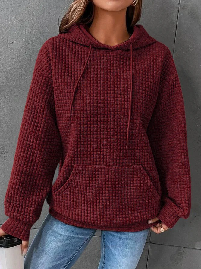 Waffel-Kapuzenpullover mit Kordelzug für Damen - Image 5