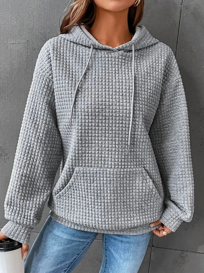 Waffel-Kapuzenpullover mit Kordelzug für Damen - Image 7
