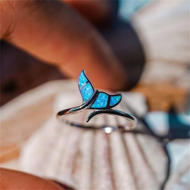 Walfischschwanz-Ring aus Silber und Opal - Image 2