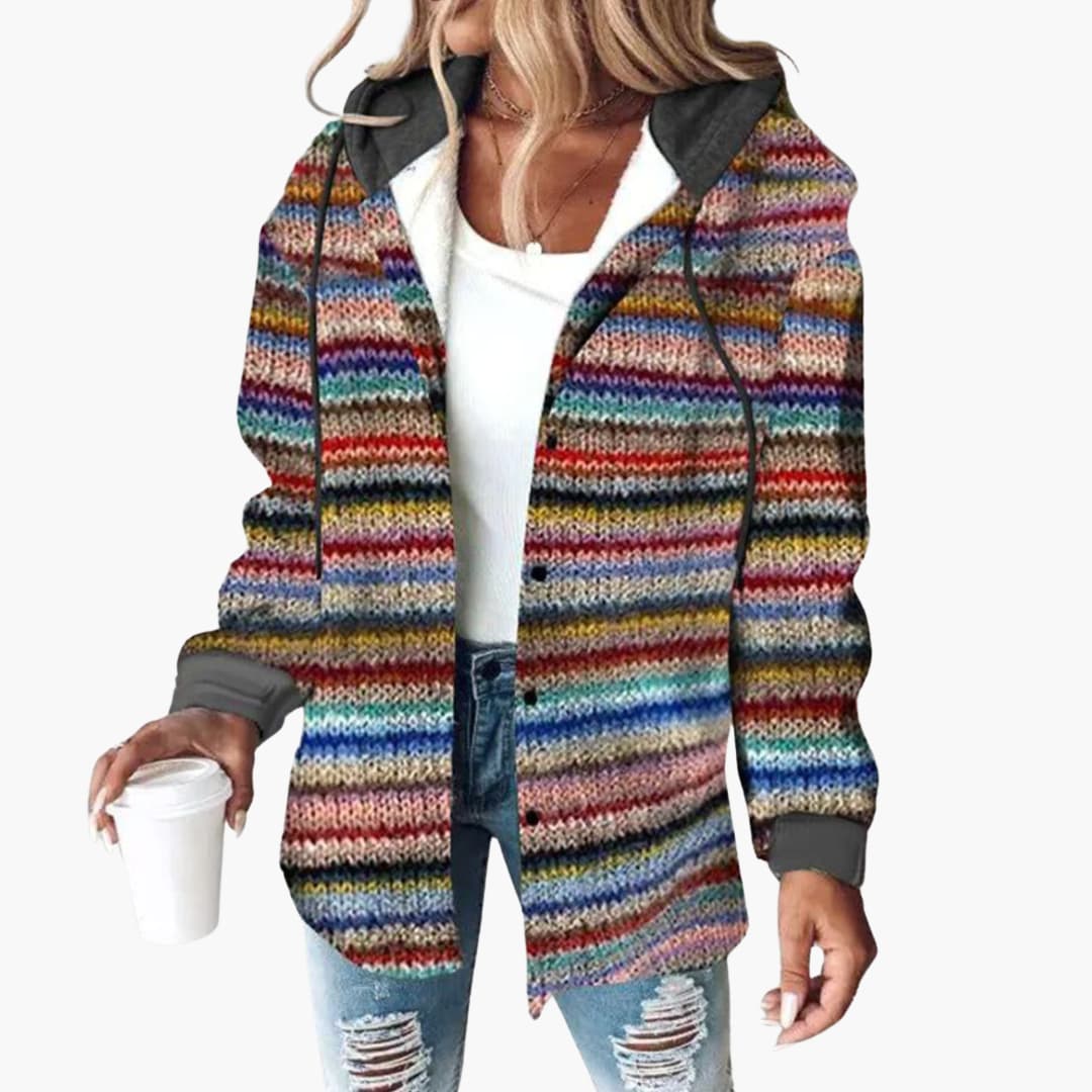 Warme Damen Strickjacke mit Kapuze - Eleganter Button-Down Cardigan - Image 2