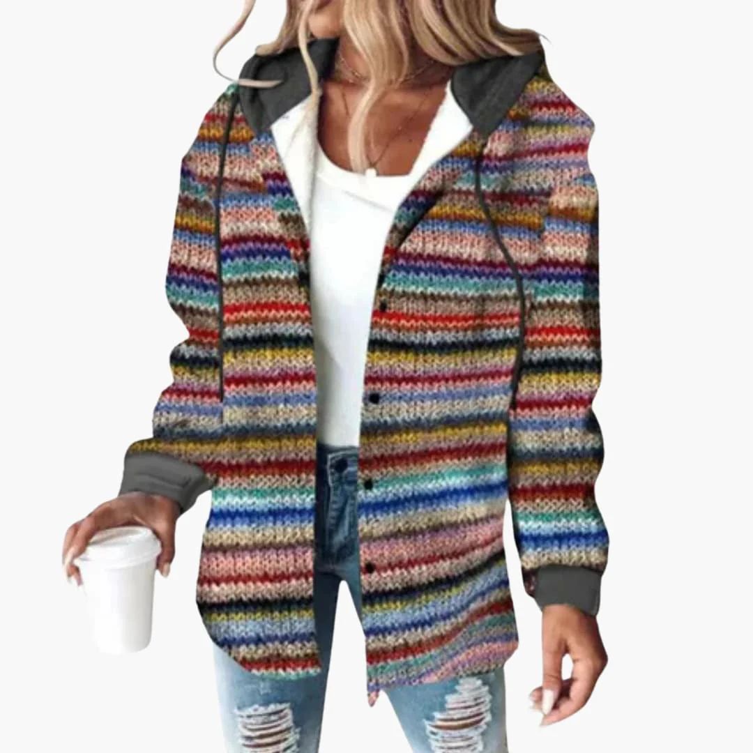 Warme Damen Strickjacke mit Kapuze - Eleganter Button-Down Cardigan - Image 3