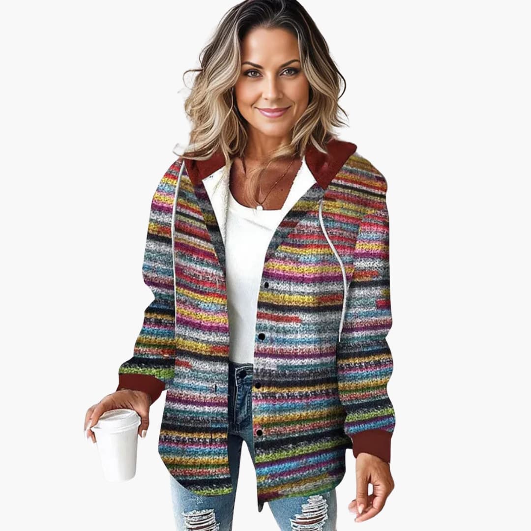Warme Damen Strickjacke mit Kapuze - Eleganter Button-Down Cardigan - Image 4