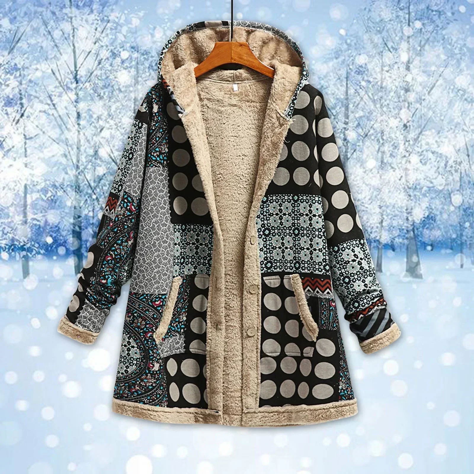 Warme Fleece Jacke für Damen | mit Kapuze - Image 2