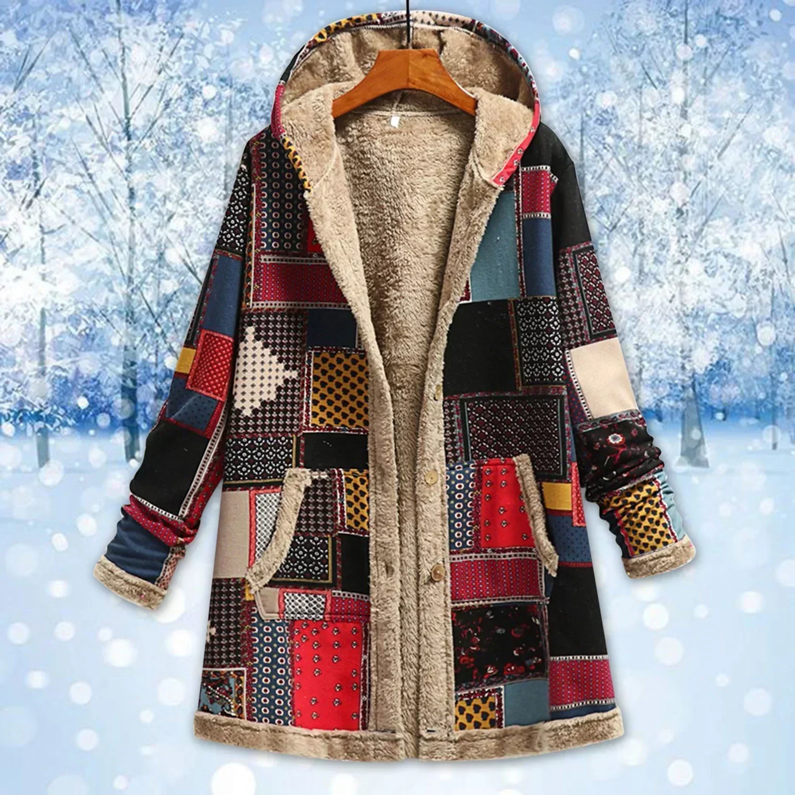 Warme Fleece Jacke für Damen | mit Kapuze - Image 4