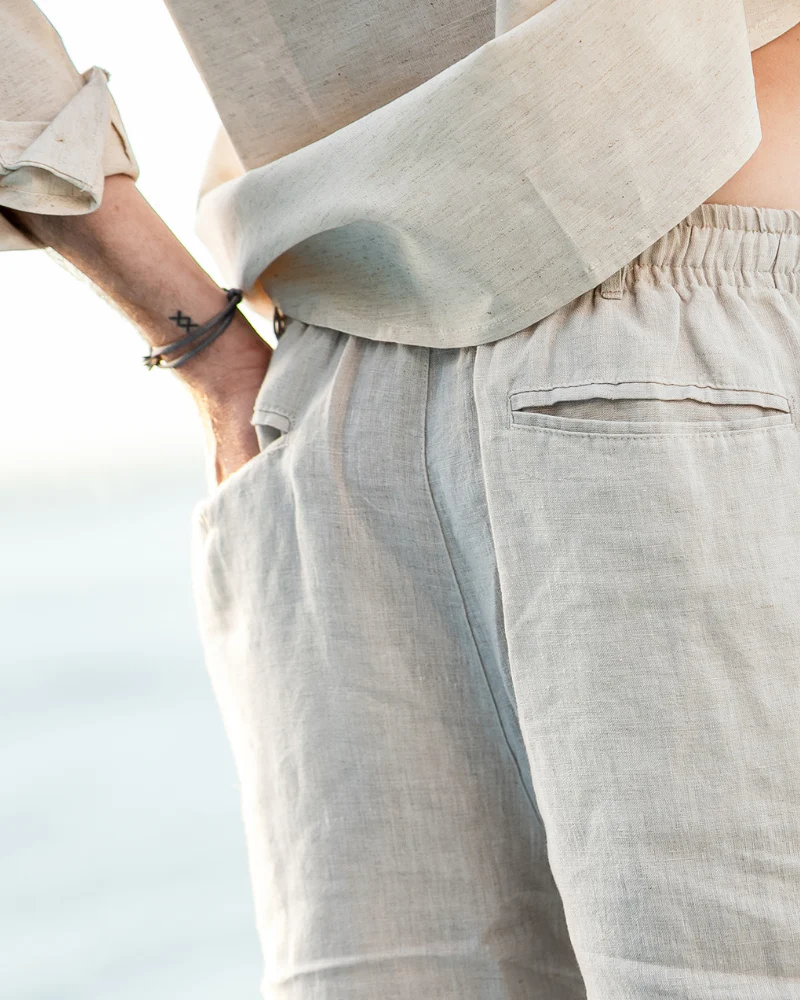 Waylon | Lightweight Herren Sommer Leinen-Shorts mit Kordelzug - Image 4